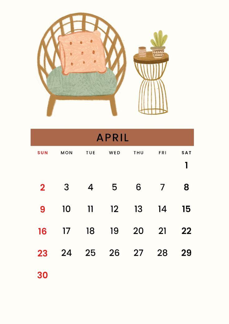 Calendar April Aesthetic Boho Style In Seni