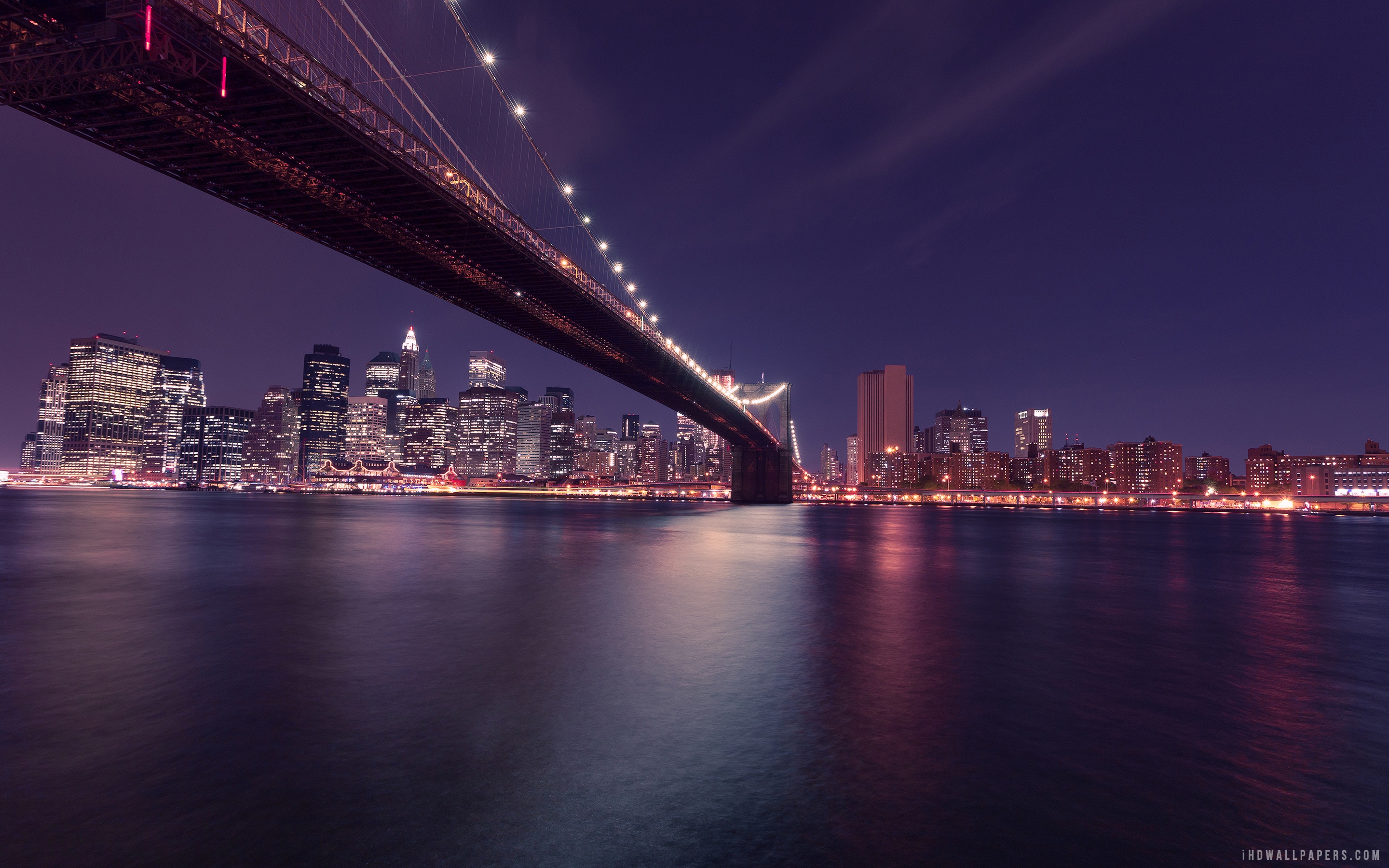 Brooklyn Bridge at Night HD Wallpaper   iHD Wallpapers 2880x1800