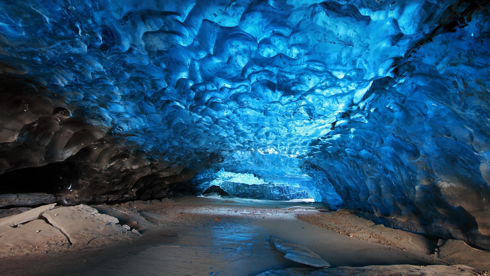 Blue Ice Cave Wallpaper Photography High