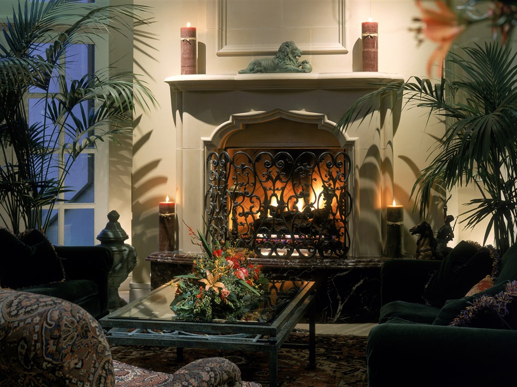 Western Style Family Fireplace Wallpaper