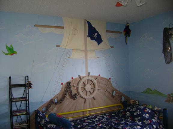 Pirate Ship Wallpaper Mural Pirate mural pirate ship bed