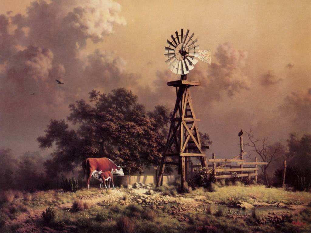 Old Windmills Farm Windmill Wallpaper The