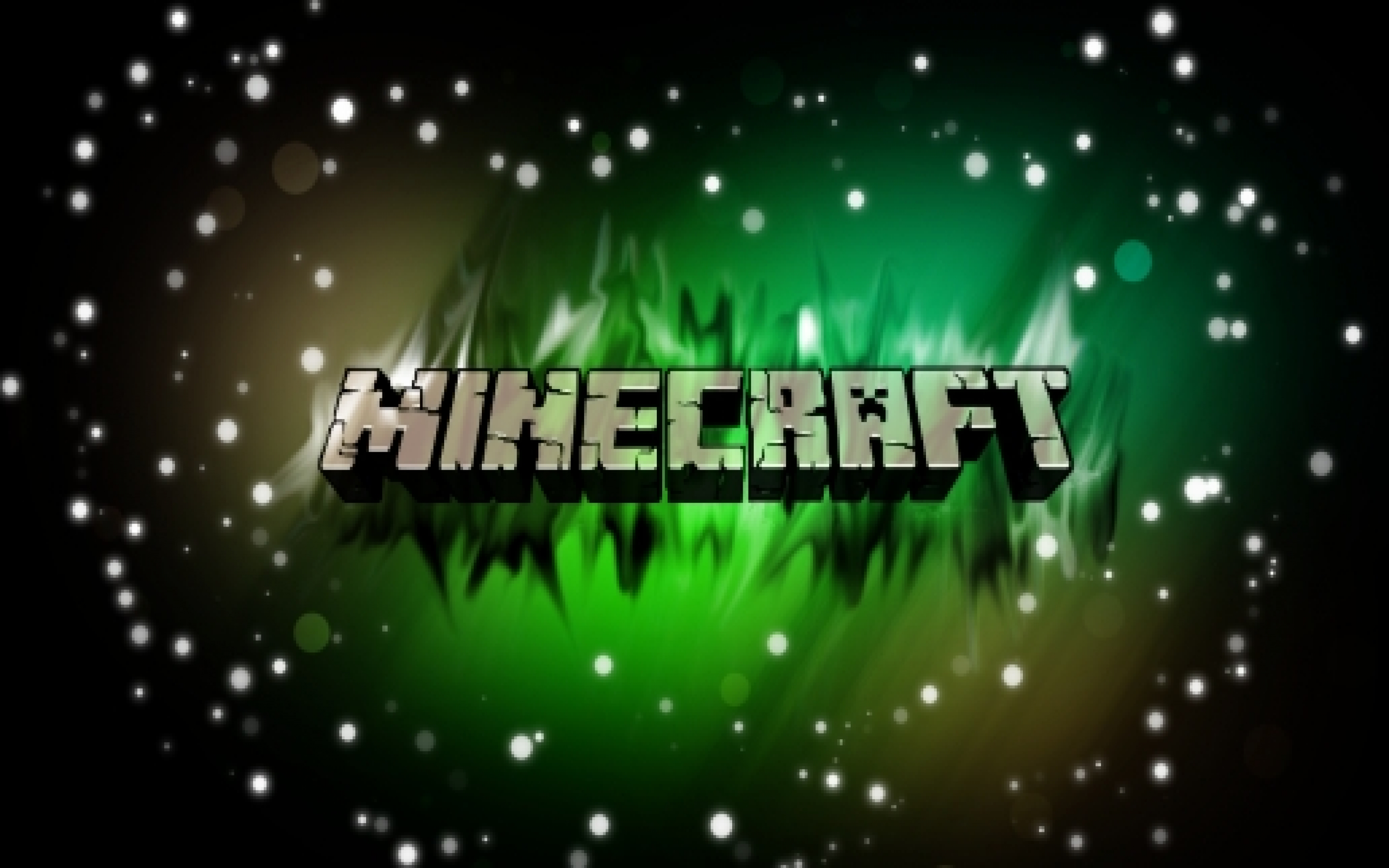 Minecraft PC Background: A stylized Minecraft logo against a vibrant green backdrop, evoking the game's adventurous spirit