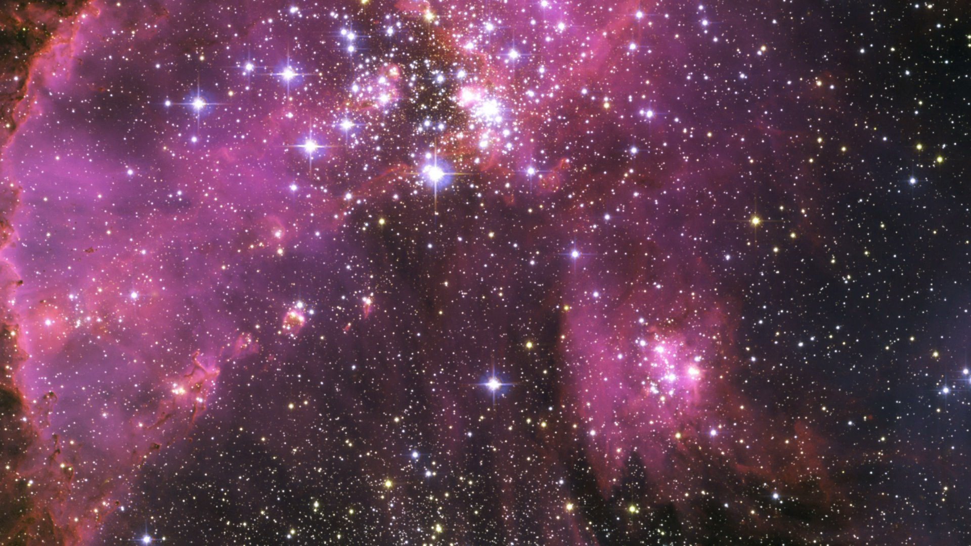 Outer Space Stars Galaxies Purple Wallpaper