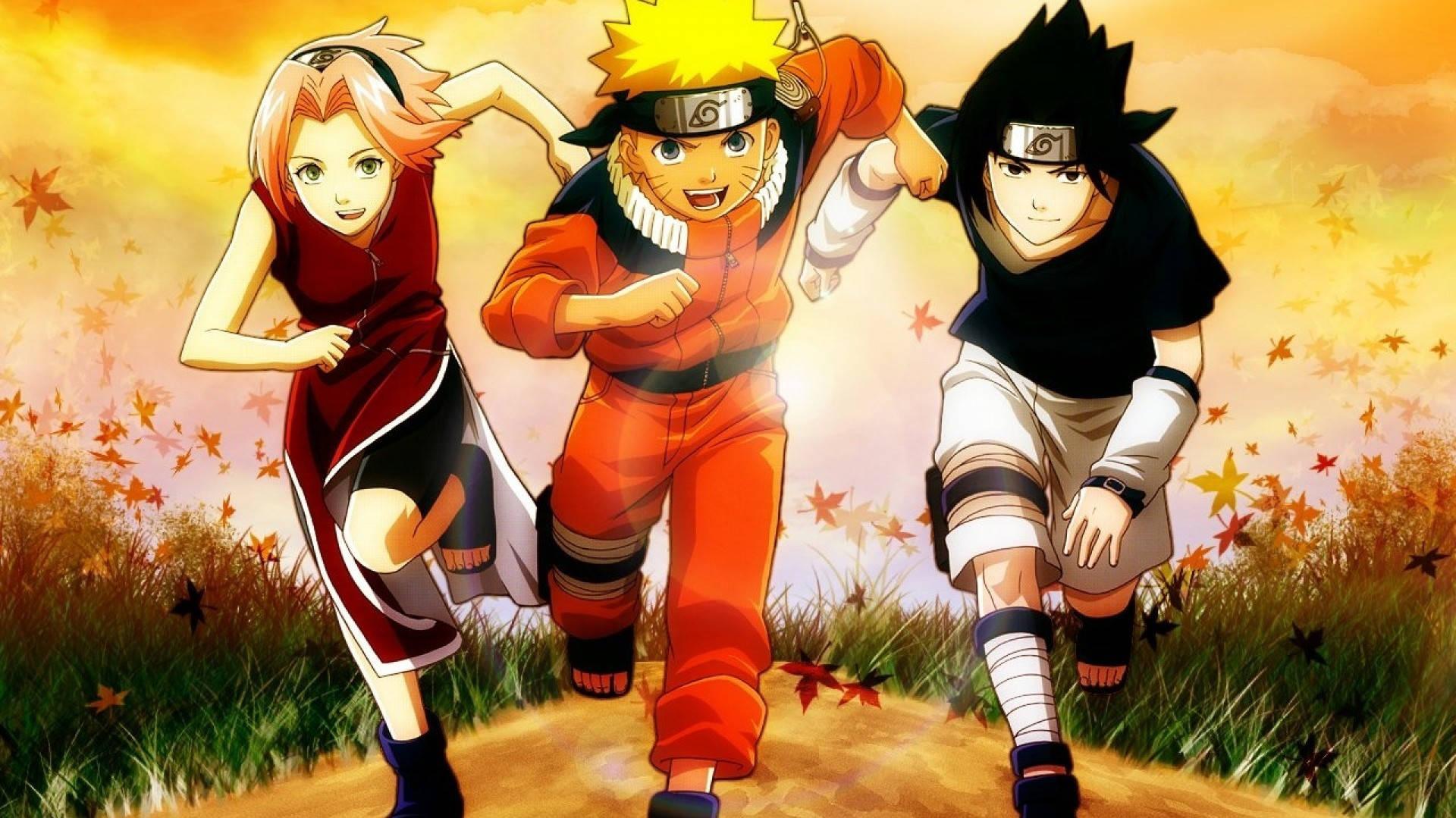 Iconic Naruto And Team Poster Wallpaper