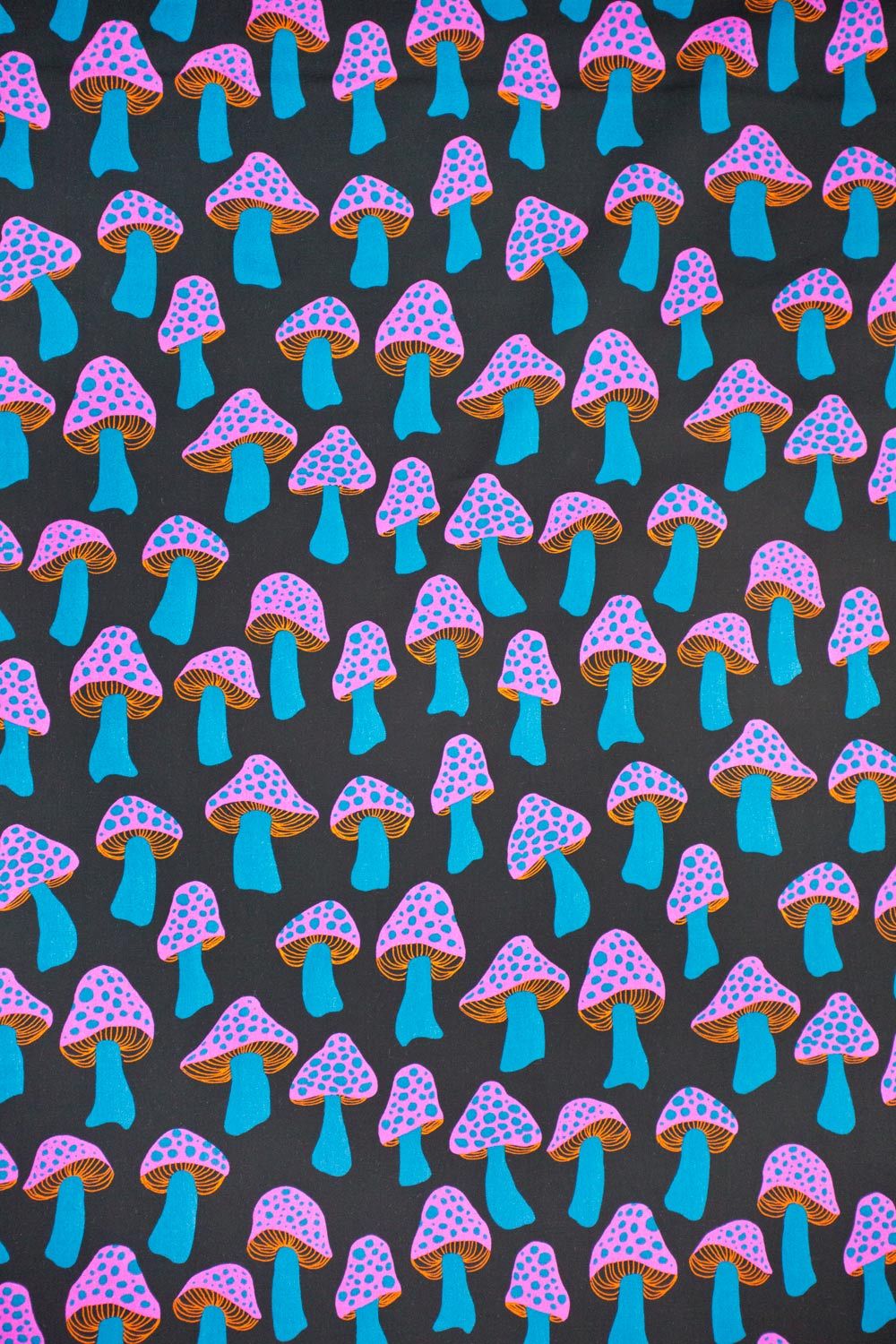 Cotton Steel Front Yard Mushrooms Rayon In Glowy Blue The
