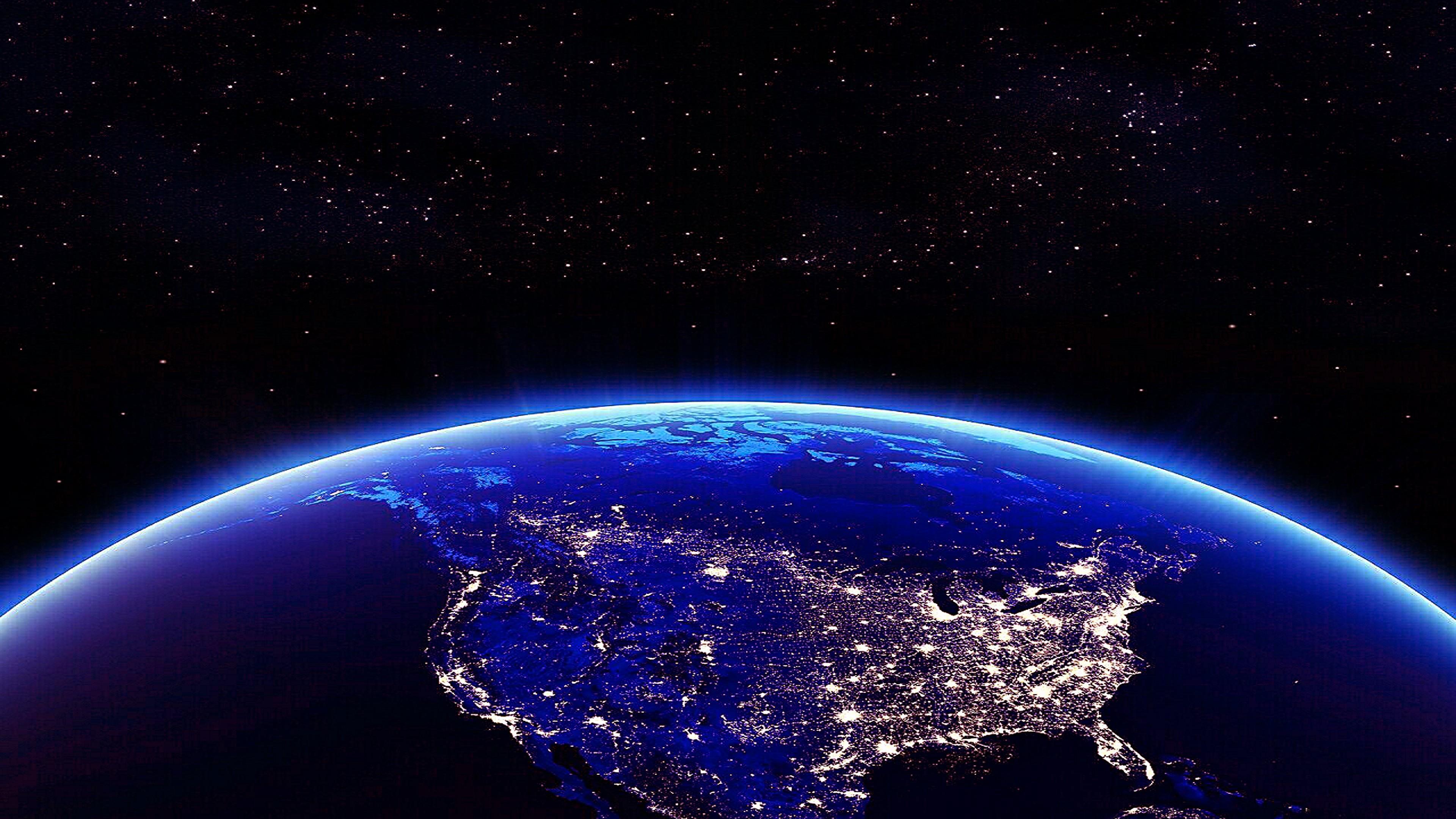 Earth North America In The Night From Space 4k Wallpaper For