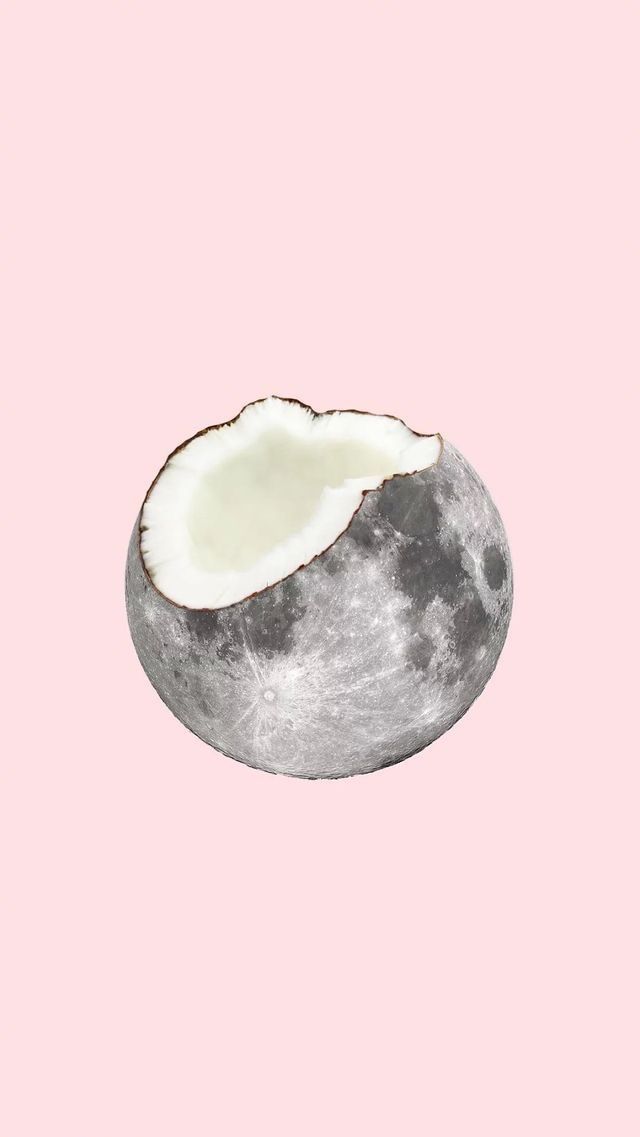 Coconut Moon Simple Minimalist Pink Aesthetic Wallpaper