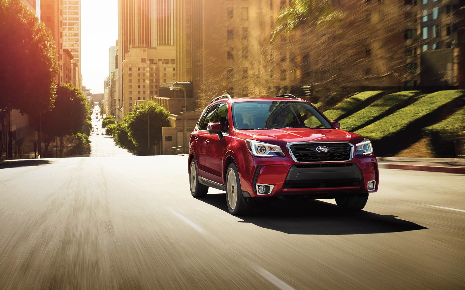 Subaru Forester Exteriors Red Color On Road Full HD Wallpaper