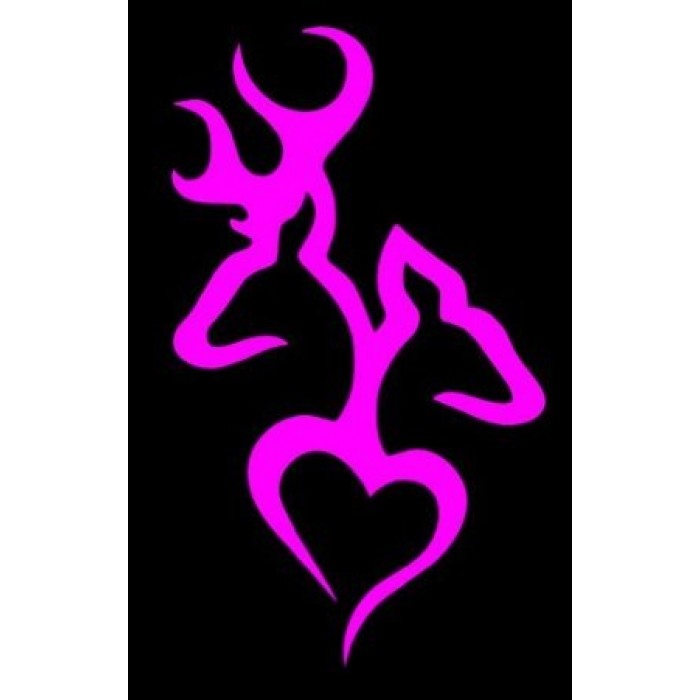 Pink Browning Logo Deer Head Heart Style