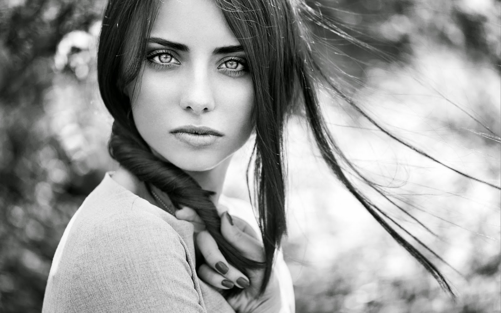 Girl Look Black And White Photo Art Model Amazing Eyes HD Wallpaper