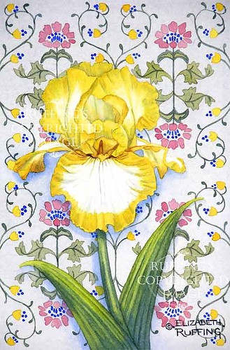 White Iris Floral Art Nouveau Wallpaper Pattern Giclee Fine Art Print