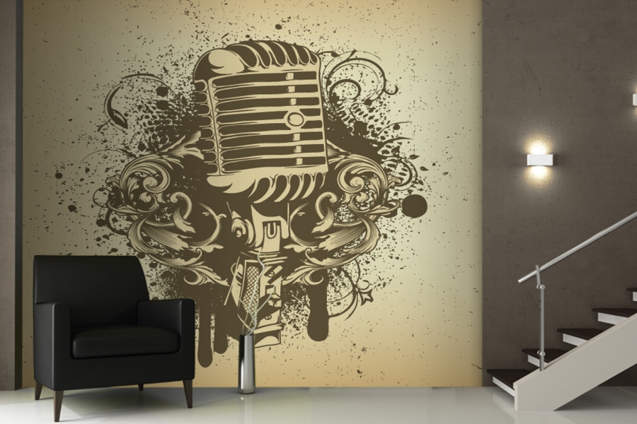 Attractive Vintage Microphone Mural Wallpaper Room Wallpaper55