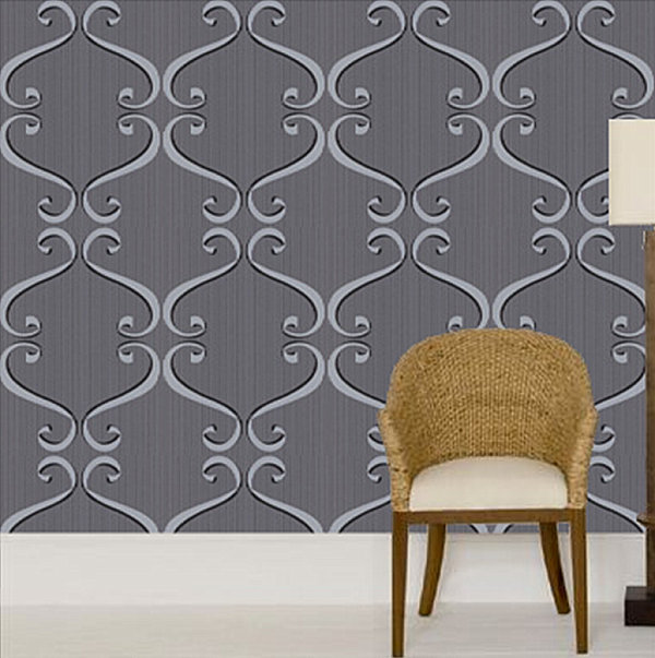Bold wallpaper in black white and grey