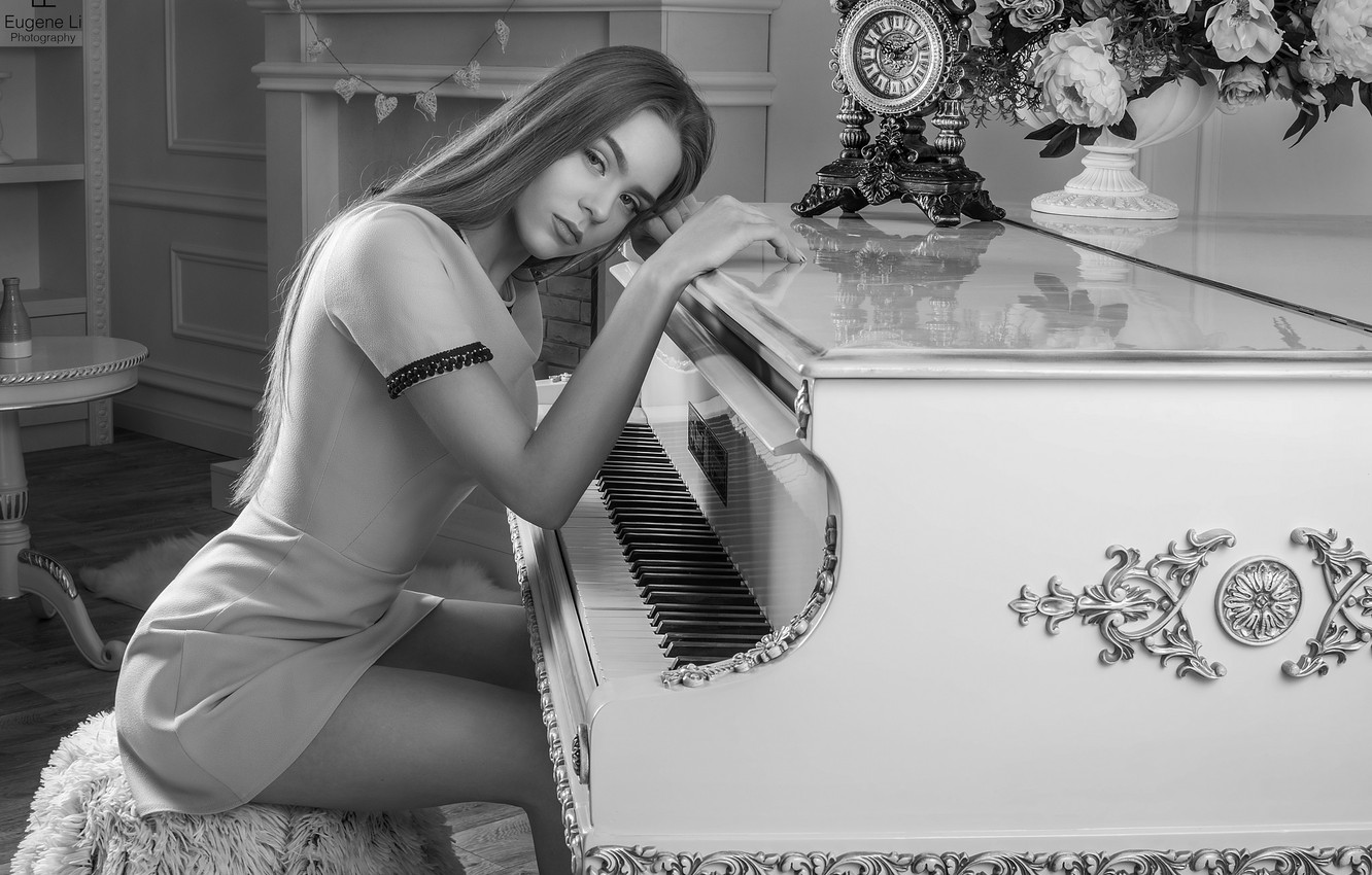 Wallpaper Girl Dress Piano Legs Pianist Evgeniy Li Image For