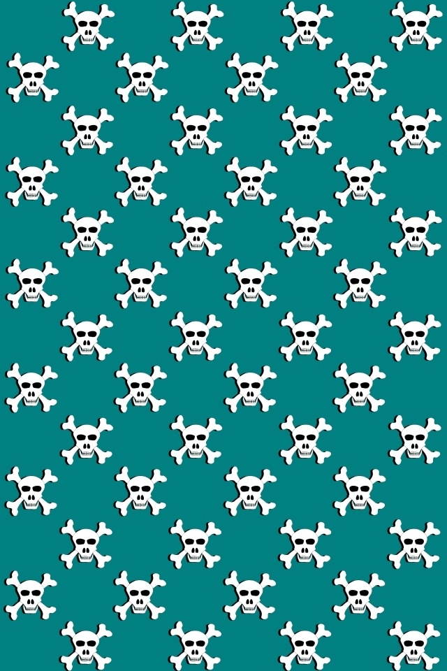 Teal Skull iPhone HD Wallpaper