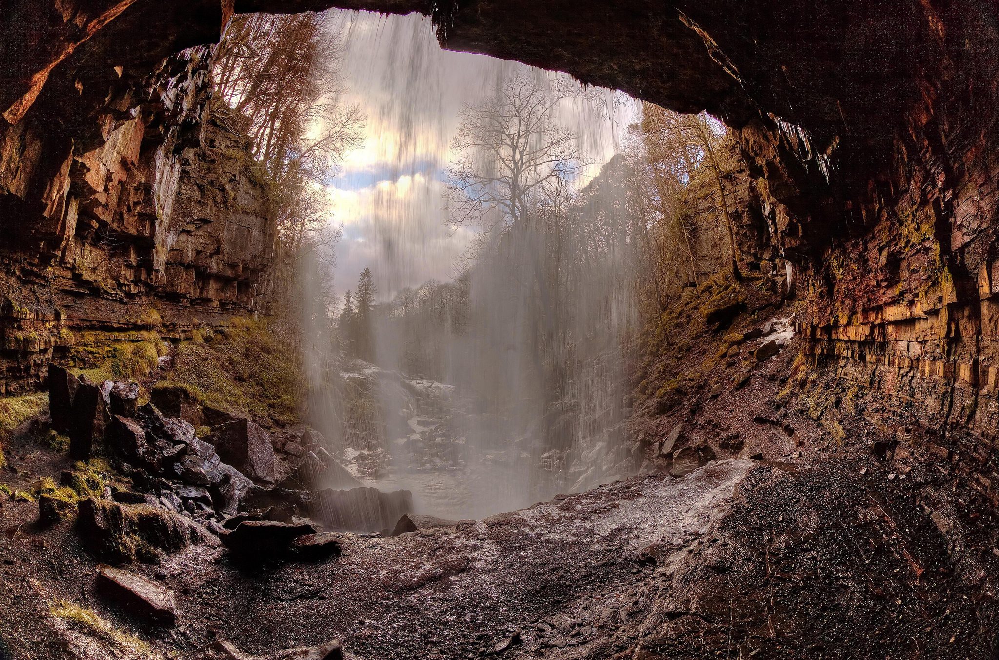 Beautiful wallpaper of cave picture of waterfall river ImageBank