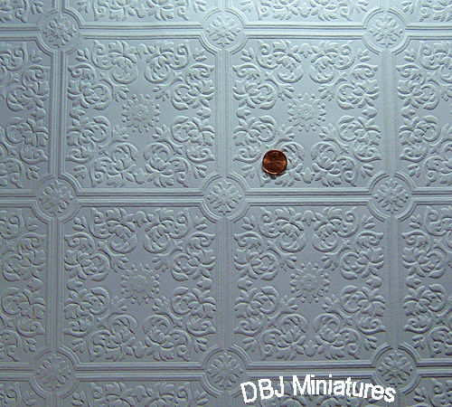 Dollhouse Ceiling Wallpaper Large White Elegant Shts Squares Dbj