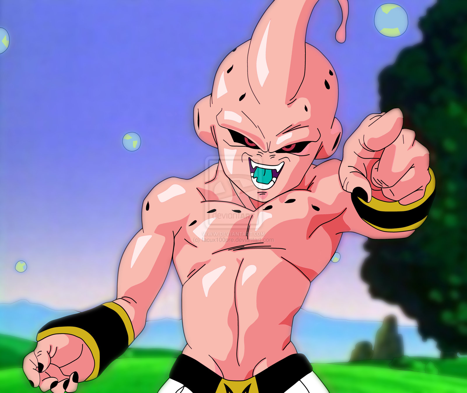 Kid Buu Finished Background Details By Facux100pre On