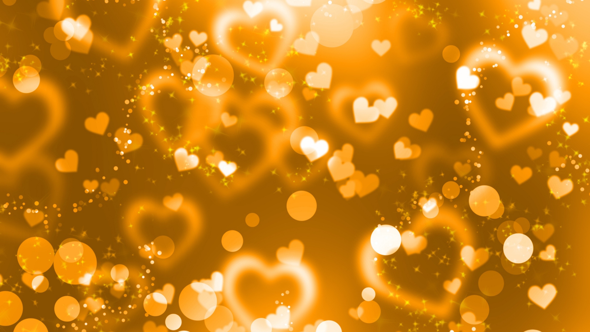 Hearts Glitter Background Wallpaper Orange