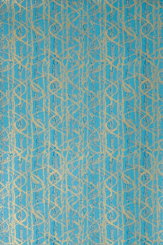 Jocelyn Warner Wallpaper Scribble Turquoise Gold