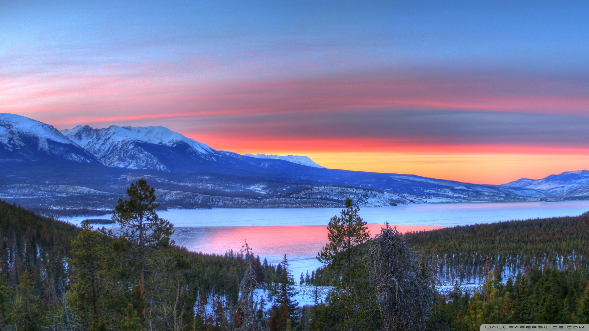 Mountain Lake Sunset Nature 4k HD Desktop Wallpaper For