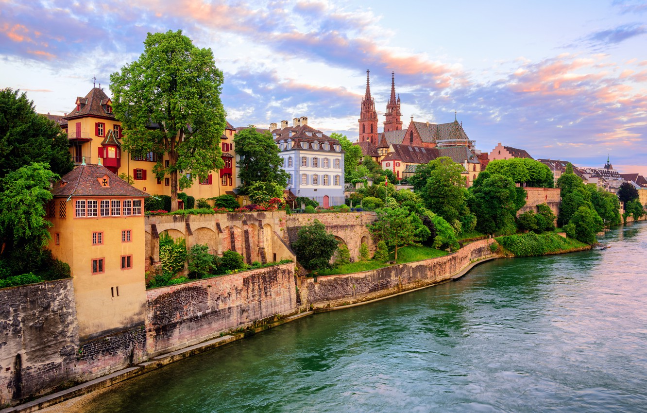 Wallpaper River Building Switzerland Basel Image For Desktop