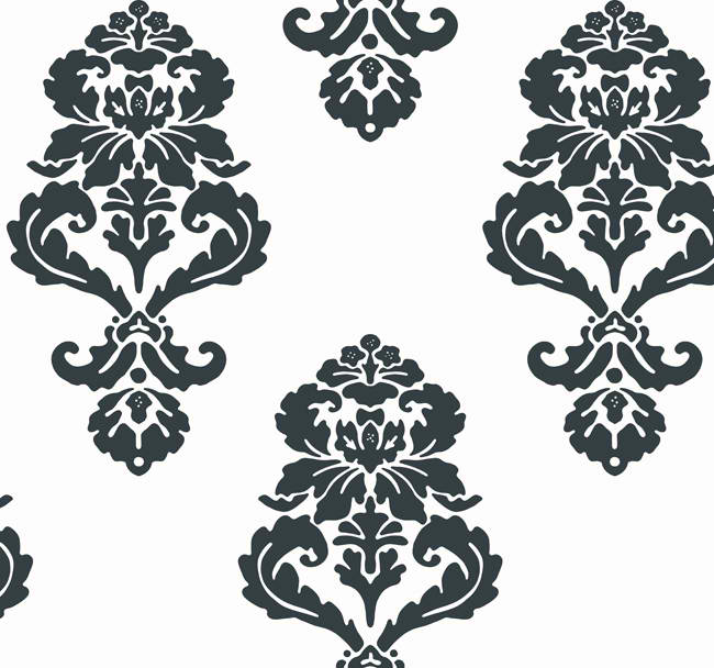 Simple Black And White Damask Wallpaper Black and white damask pattern 650x608