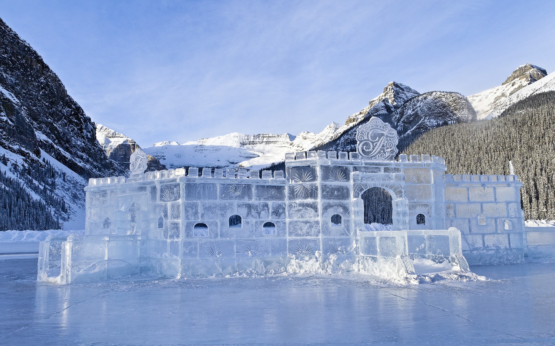 Ice Landscapes White Castle Wallpaper Background