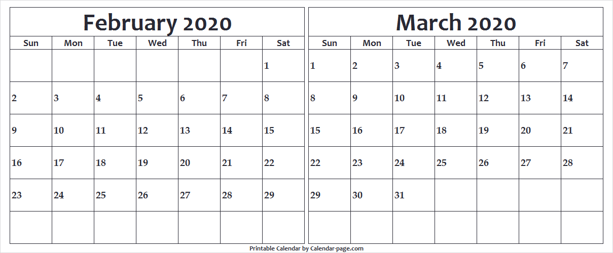 February March Calendar Wallpaper Print