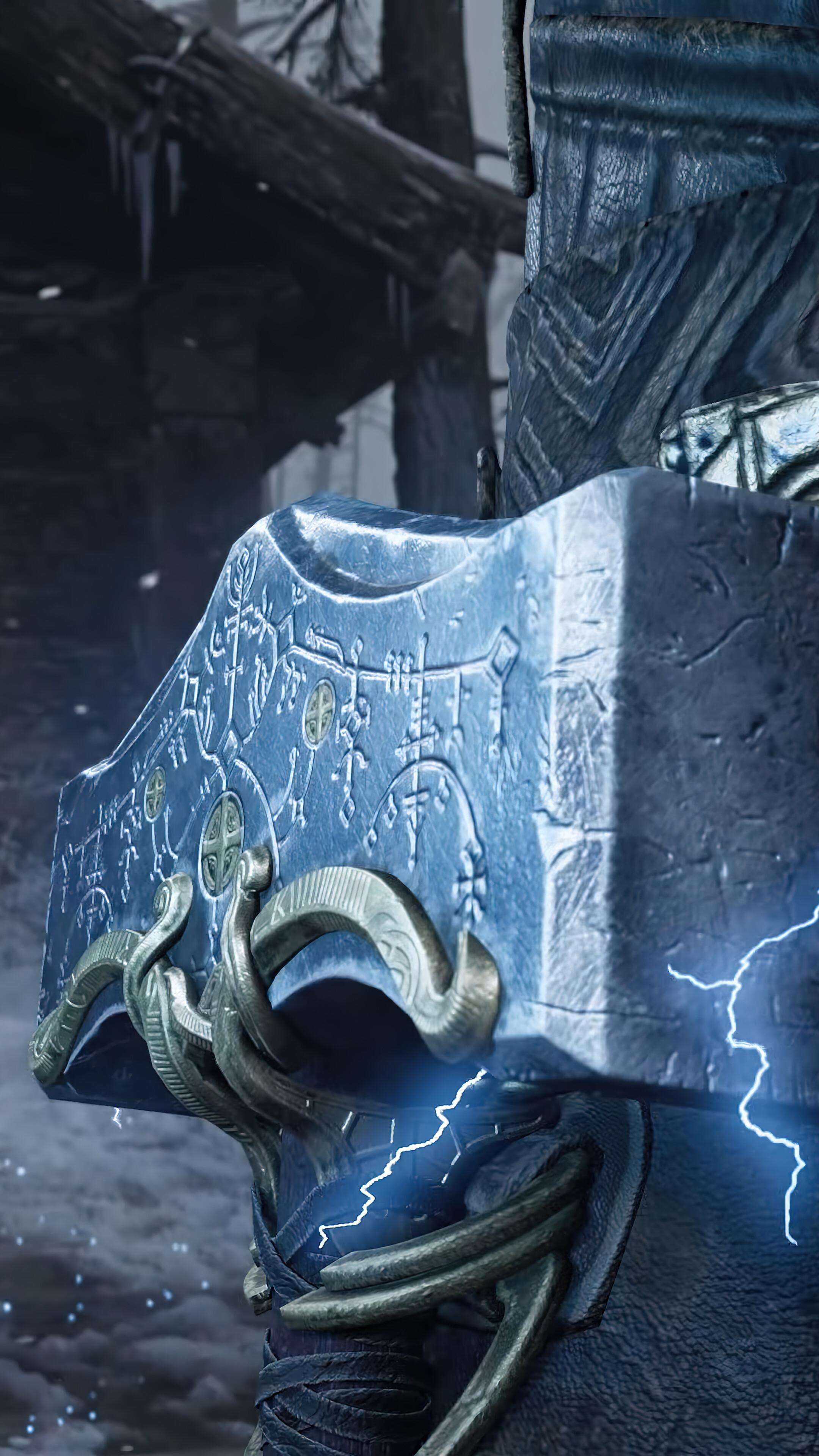 Thor Hammer God Of War Ragnarok Ps5 4k Phone iPhone Wallpaper 7311b