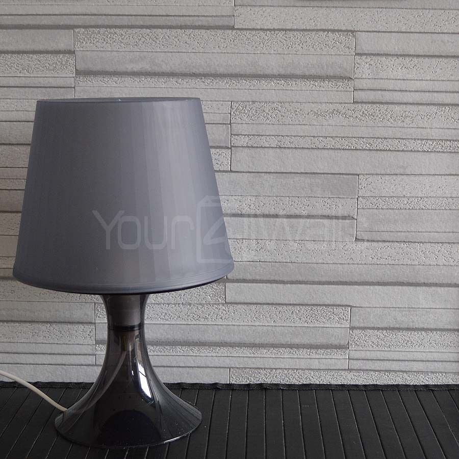 Ledgestone Brick Tile Effect Wallpaper In Grey Textured