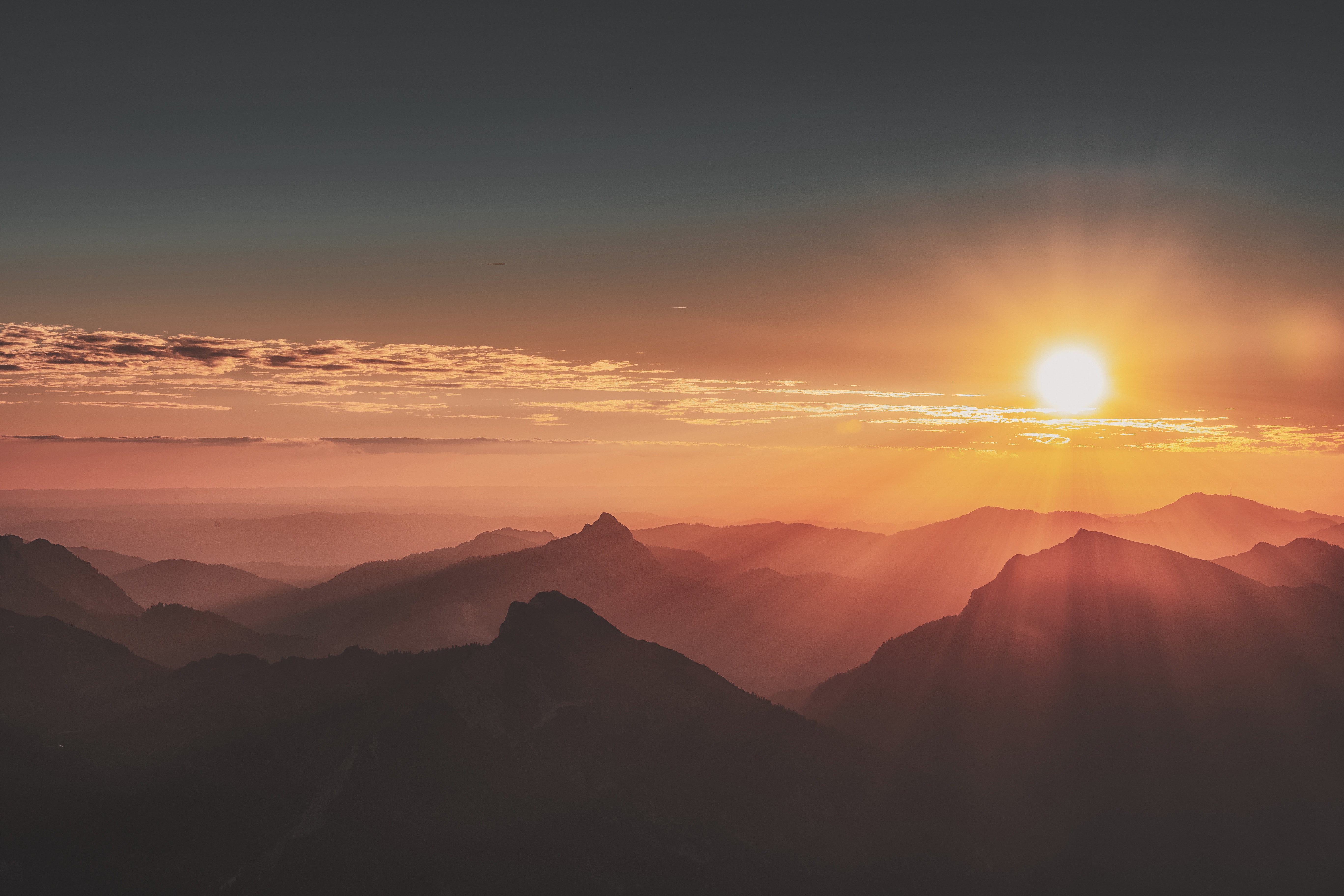 Sunrise Mountains Landscape Evening 5k Wallpaper HD Nature