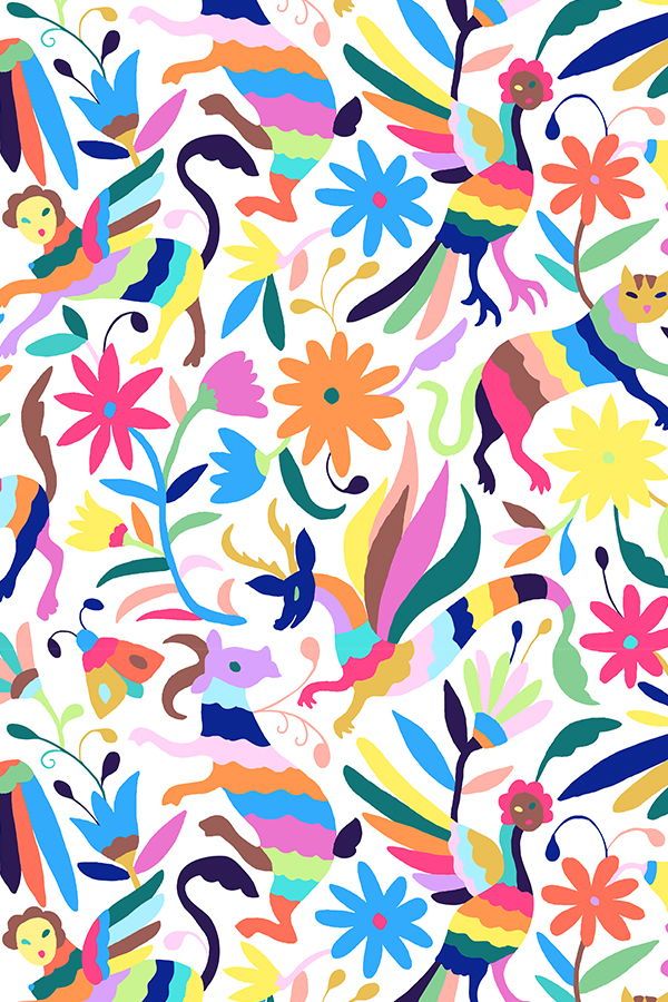 Colorful Fabrics Digitally Printed By Spoonflower Mexican Otomi