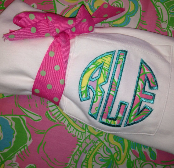 Lilly Pulitzer Fabric Monogrammed Pocket Tee Turquoise
