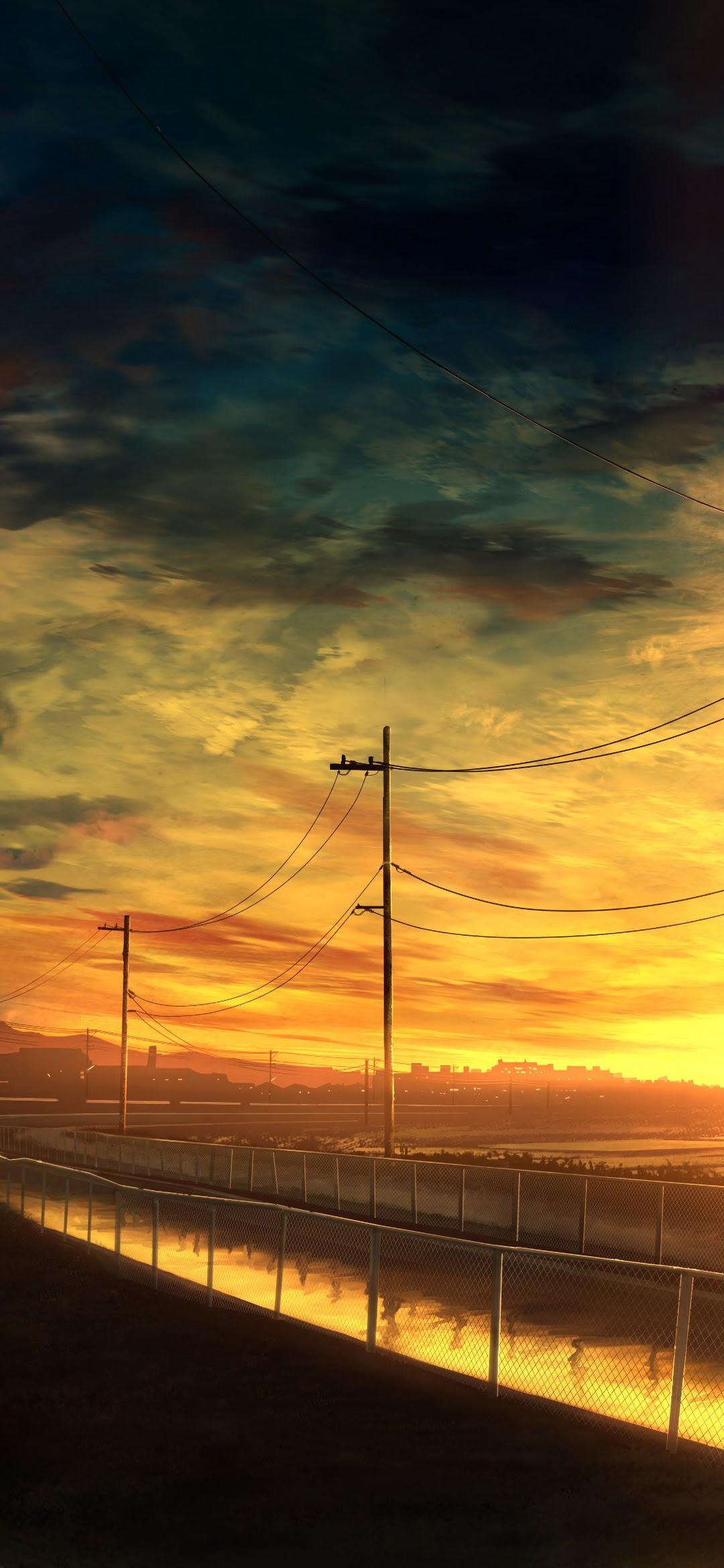 Anime Scenery Sunset Landscape 4k Wallpaper
