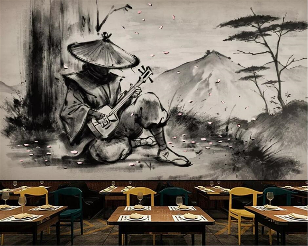 Beibehang Custom Wallpaper Mural Samurai Series Black And White