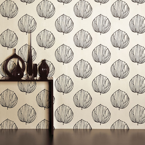 Modern Wallpaper Graphic Black White Leaf Print By Romo A Photo
