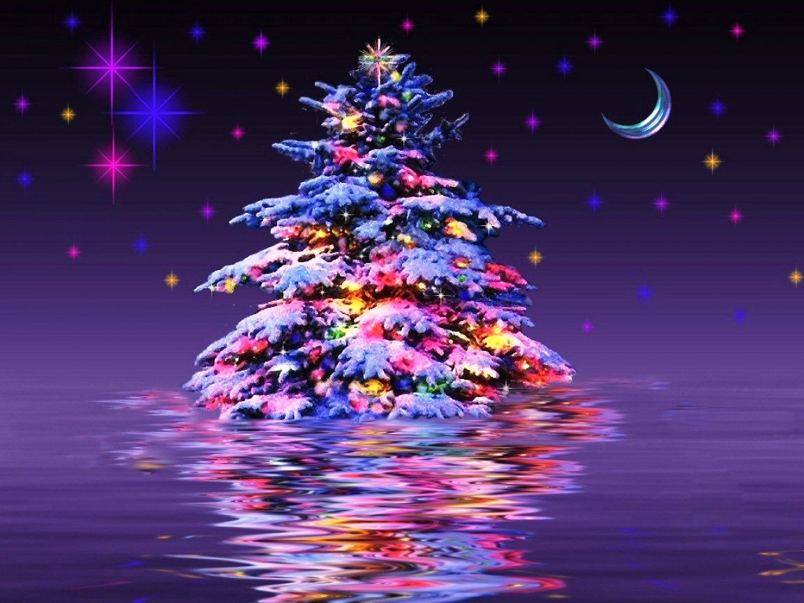 Tree Christmas Fantasy Soft Moon Pictures 3d