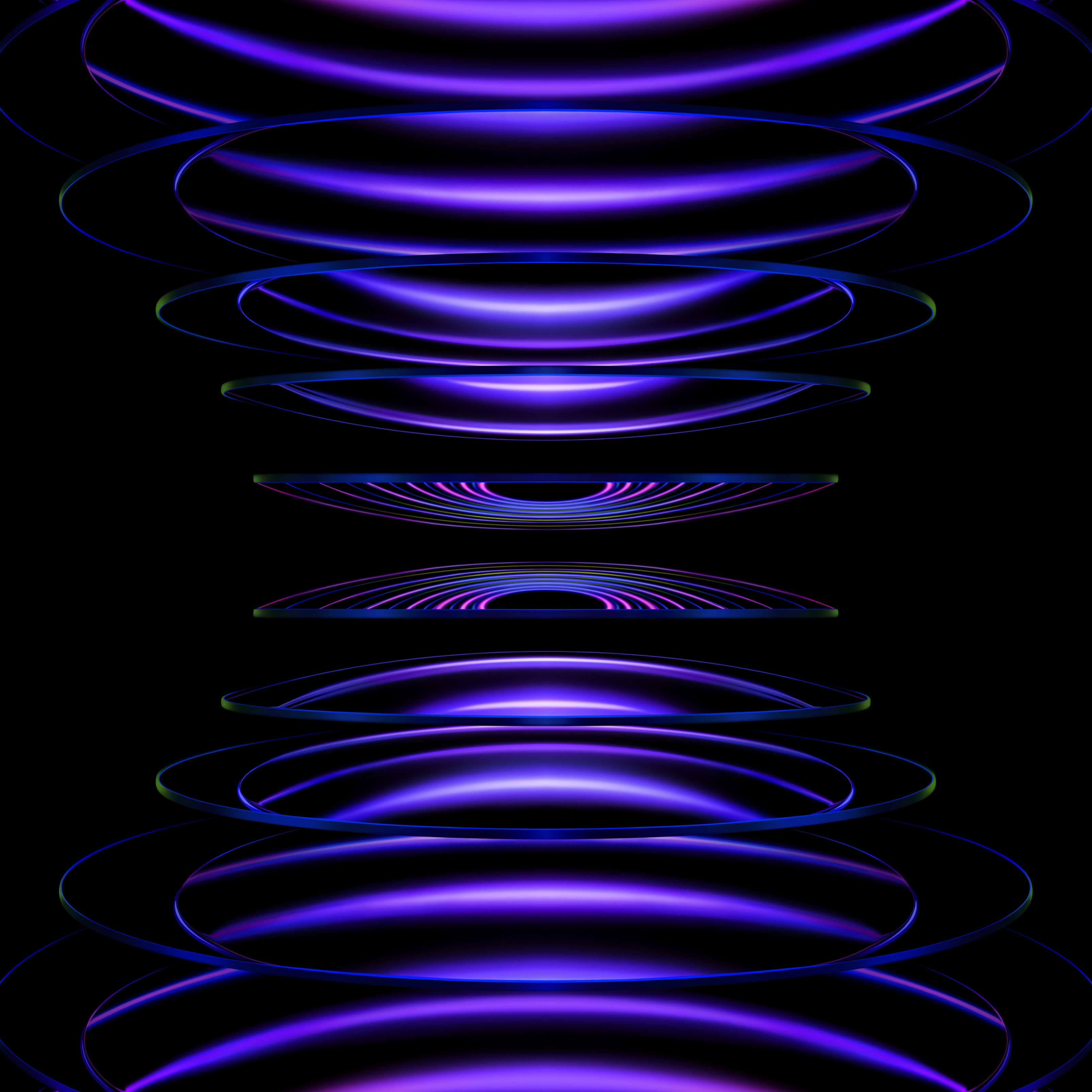Abstract iPad 4K Wallpaper: Vibrant Purple and Blue Glowing Rings