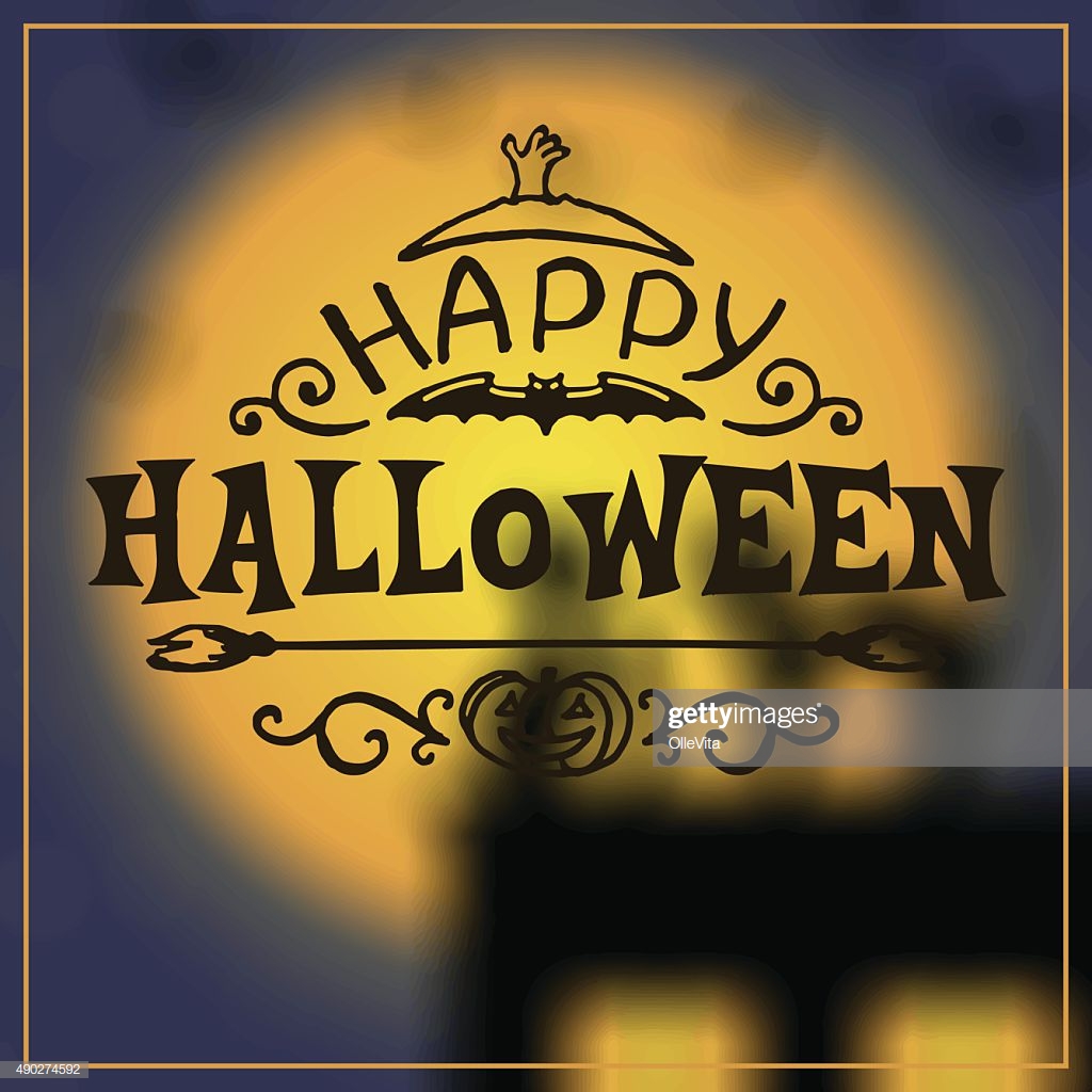 Happy Halloween Message Design On Unfocused Background Stock