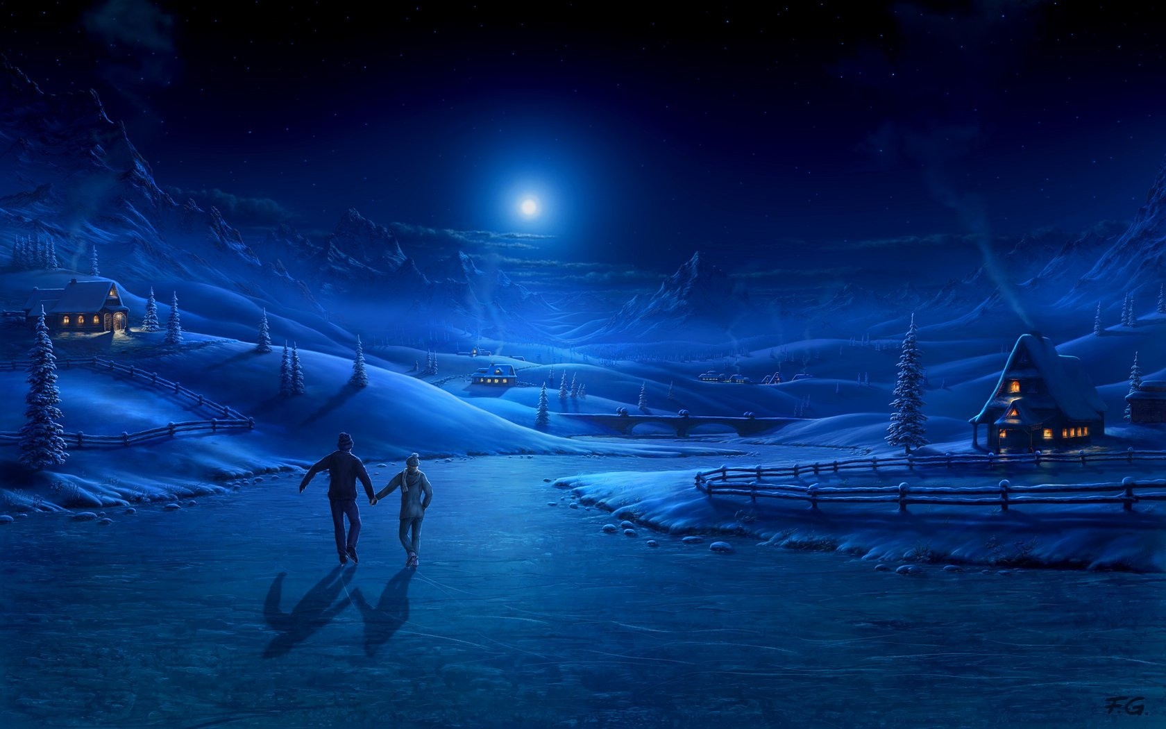 Winter Night Wallpaper Moonlight Download HD Background Images Mac