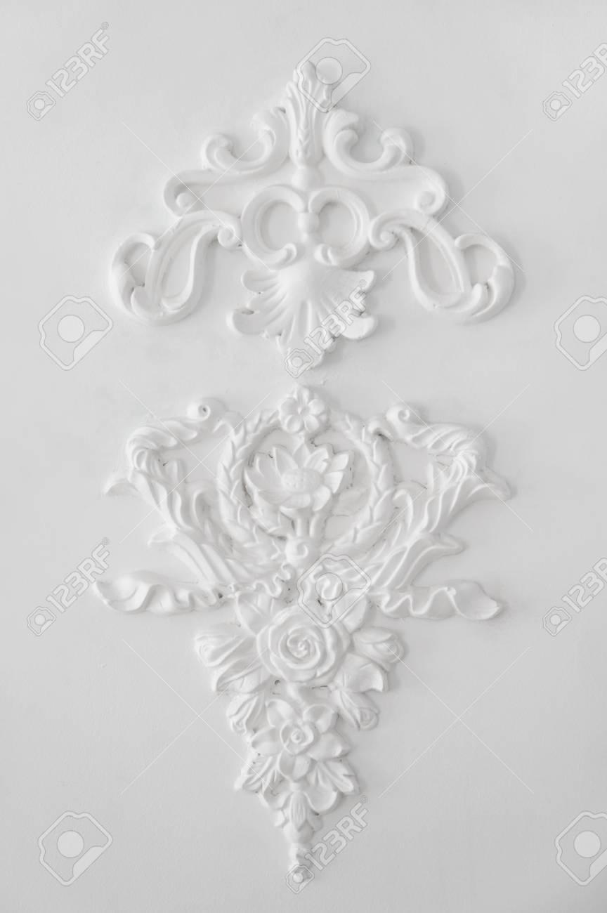 Elegant Fretwork On White Wall Background Stock Photo Picture And