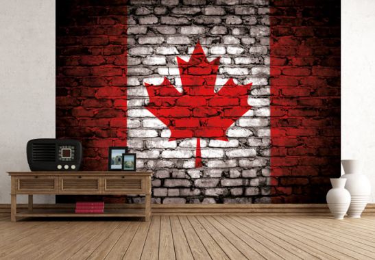 Photo Wallpaper Canada Flag Brickwall Fleece