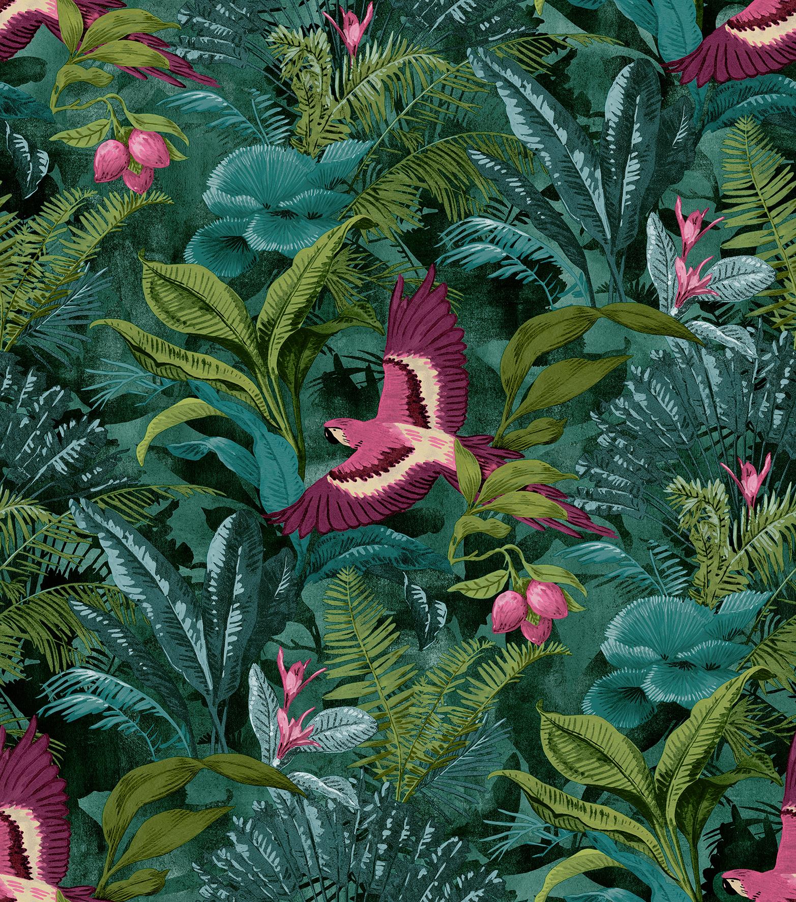 Rasch Tropical Rainforest Wallpaper Botanical Floral Birds Jungle