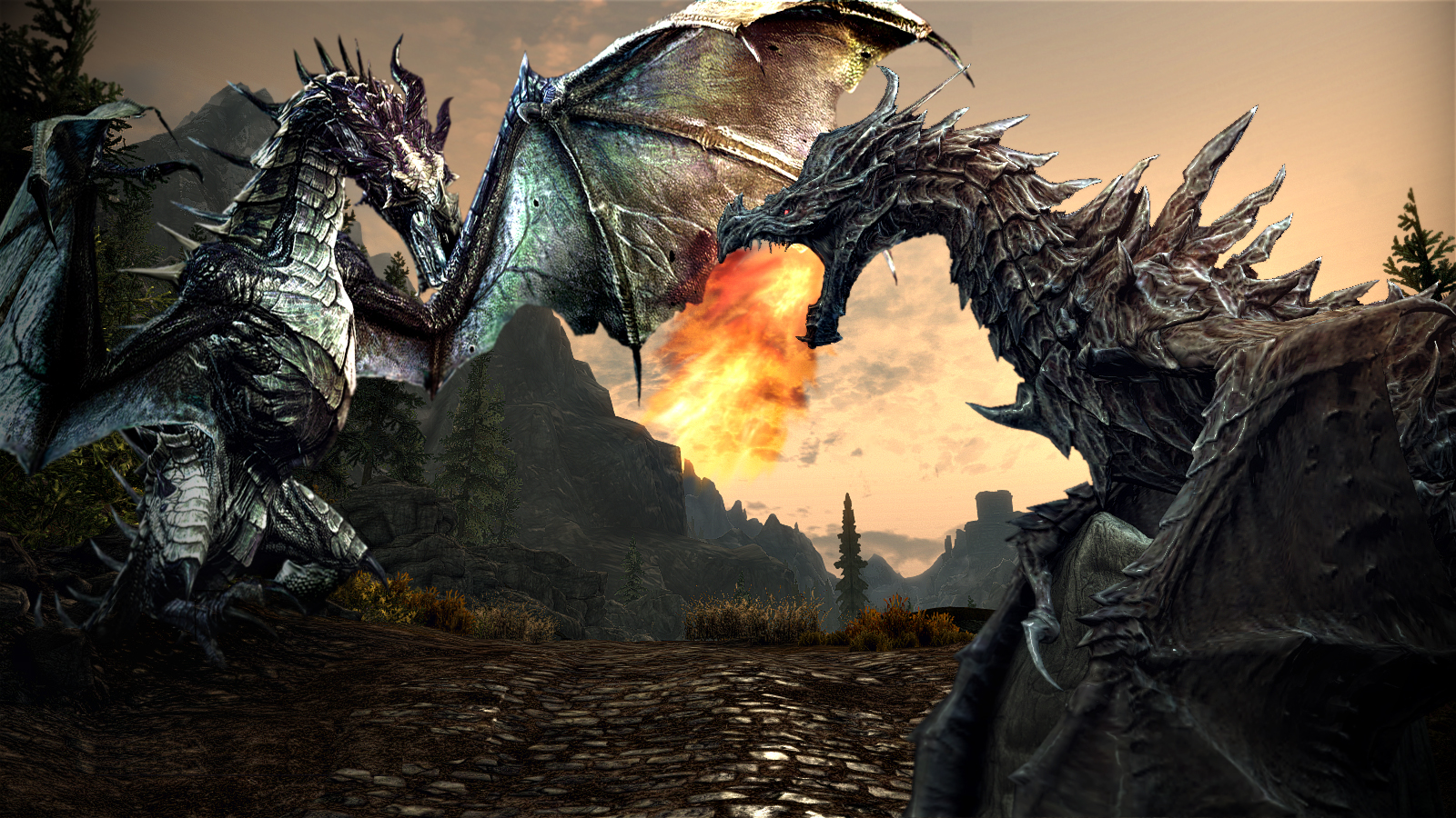 Skyrim Elder Scrolls Fantasy Art Battle Dragons Wallpaper