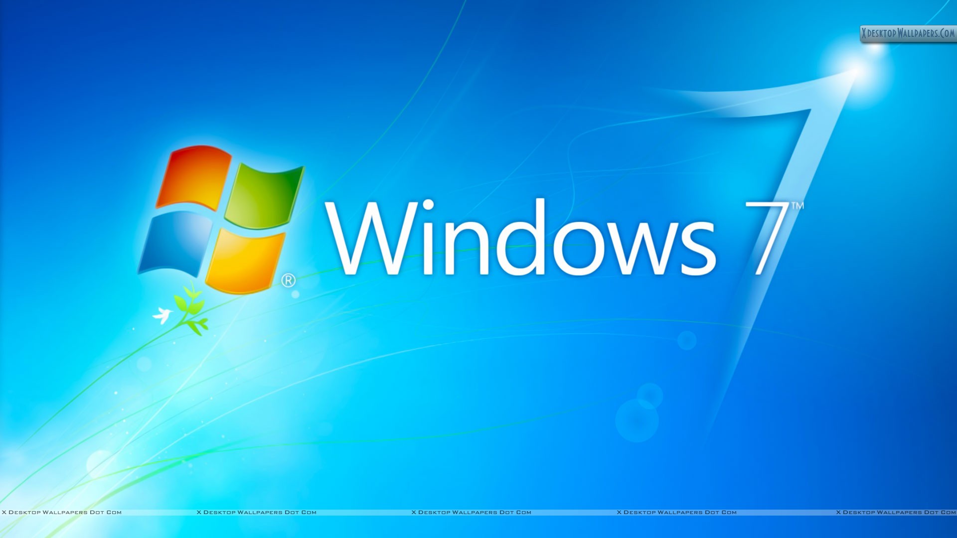 Windows 7 HD Blue Background With Logo Wallpaper