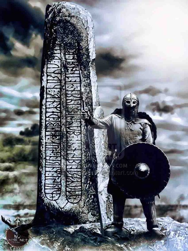 Viking guarding the Runestone by thecasperart on