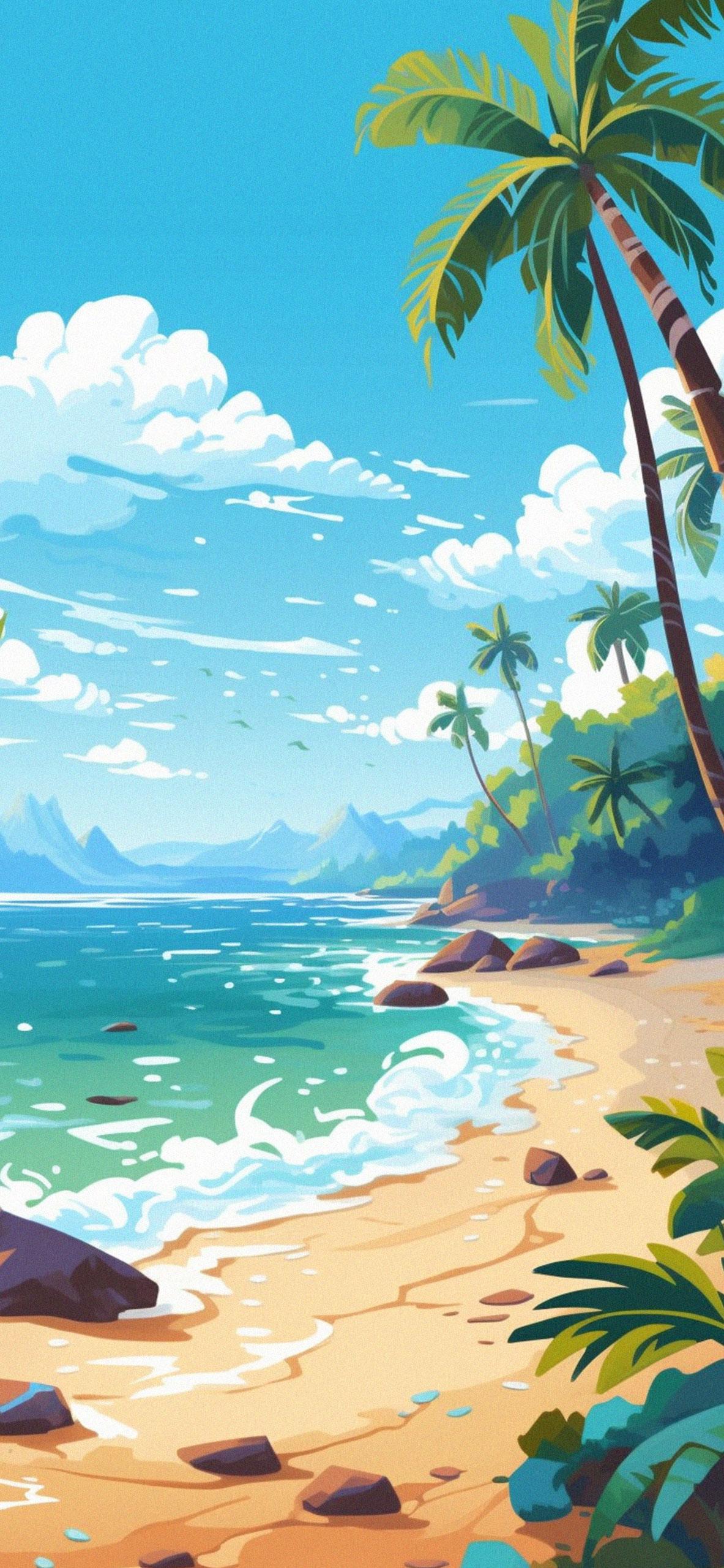 Hawaii Beach Summer Art Wallpaper iPhone
