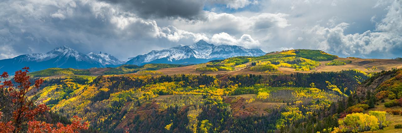 Wallpaper Usa Panoramic Colorado Autumn Nature Mountains Scenery